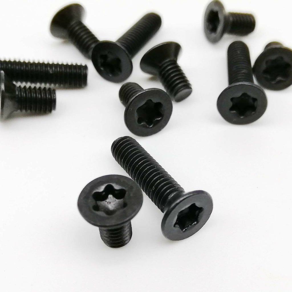 10pcs M4x12mm Black Steel Six-Lobe Torx Head Flat Countersunk Screw Bolt