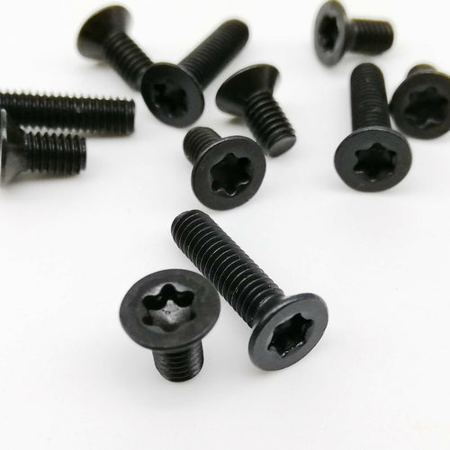 10pcs M4x12mm Black Steel Six-Lobe Torx Head Flat Countersunk Screw Bolt