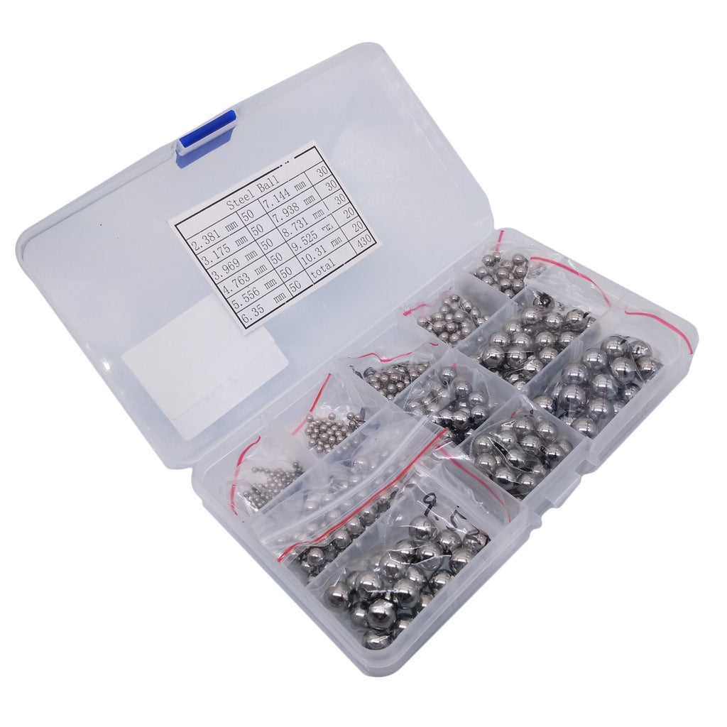 US Stock 430pcs Goliath Industrial Steel Chrome Balls Bearing Assortment G10 Kit