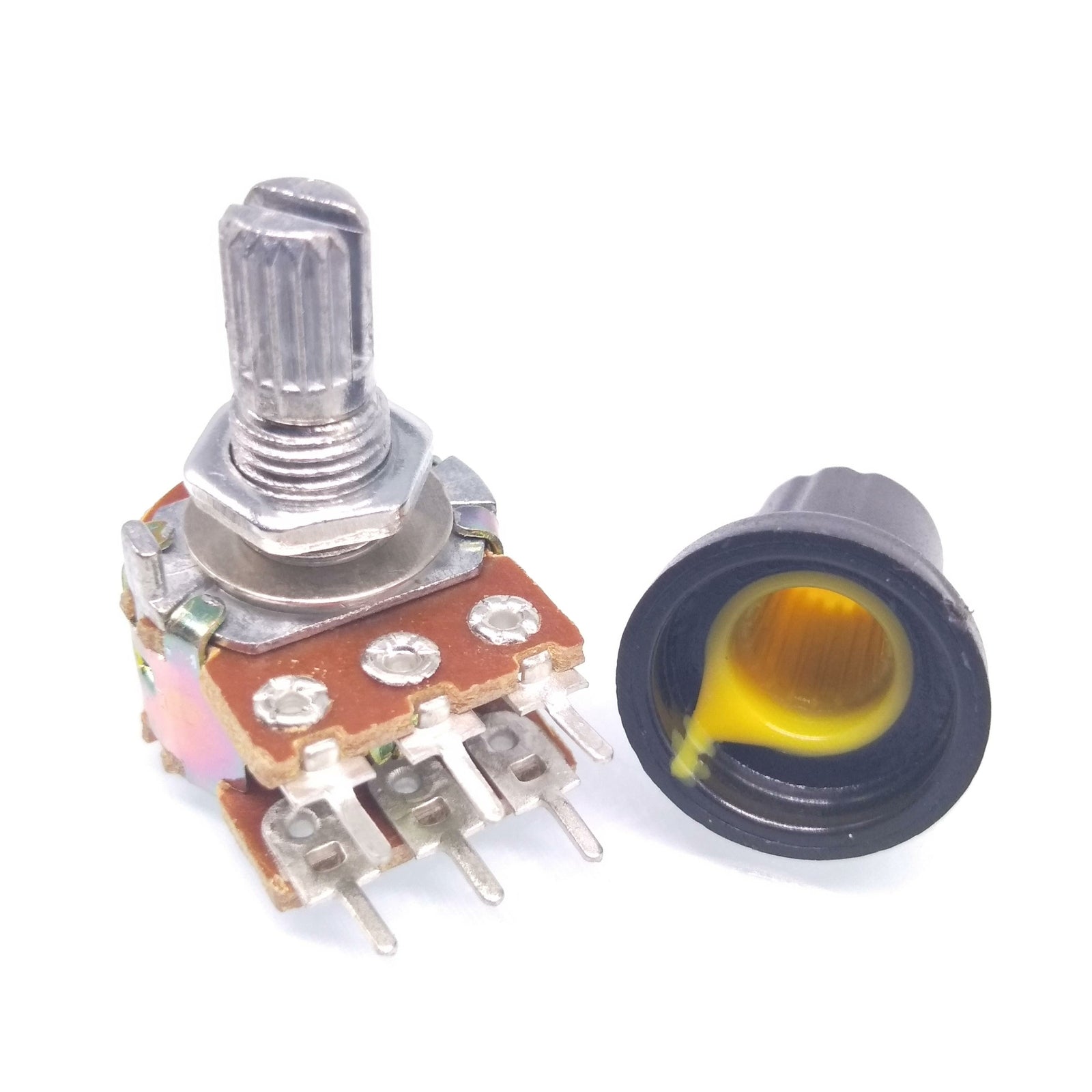 10 Units 10K B10K OHM Linear Taper Rotary Dual Potentiometer POT Yellow Knob