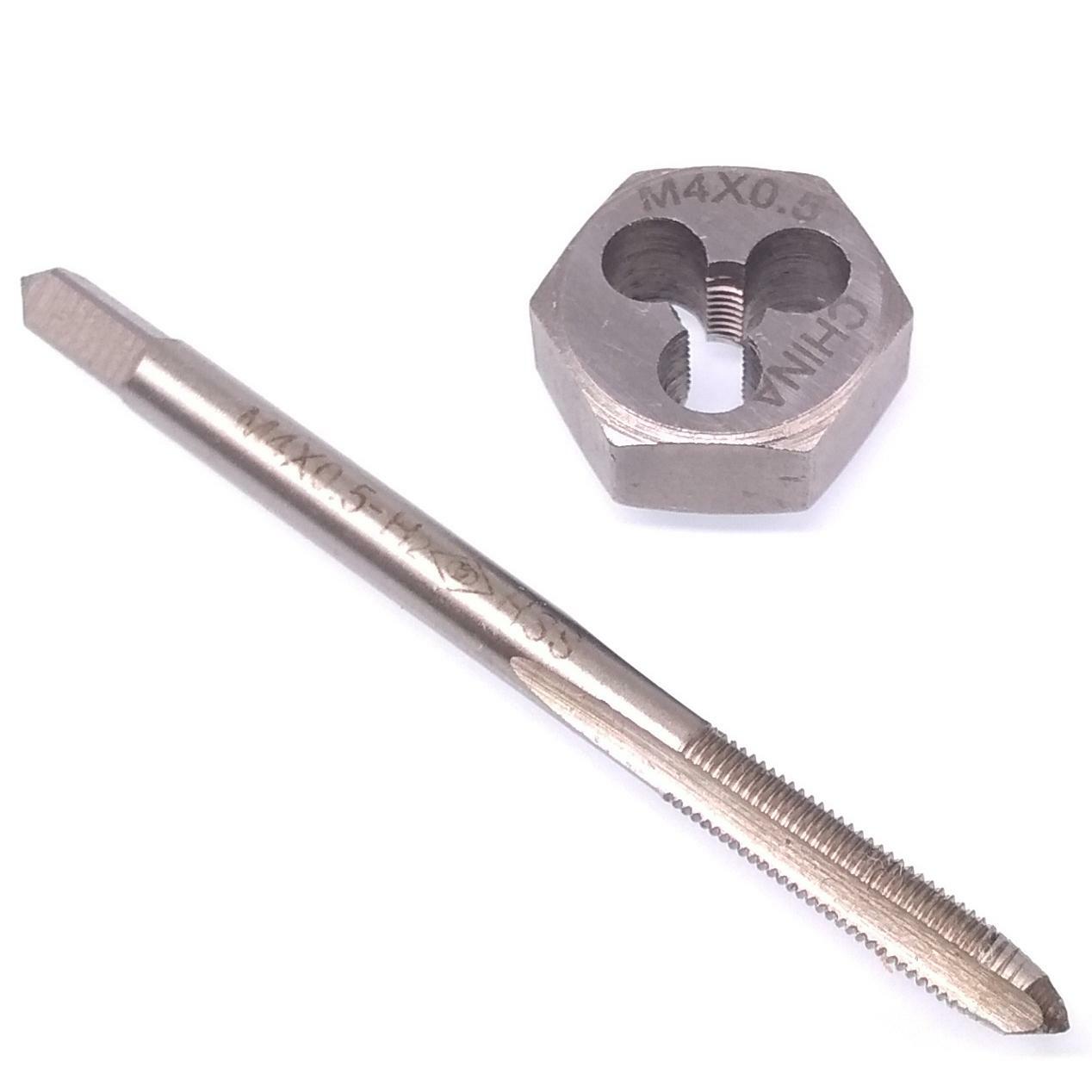 US Stock HSS M4 x 0.5mm Tap & 4 x 0.5mm Hexagon Die Metric Thread Right Hand Set