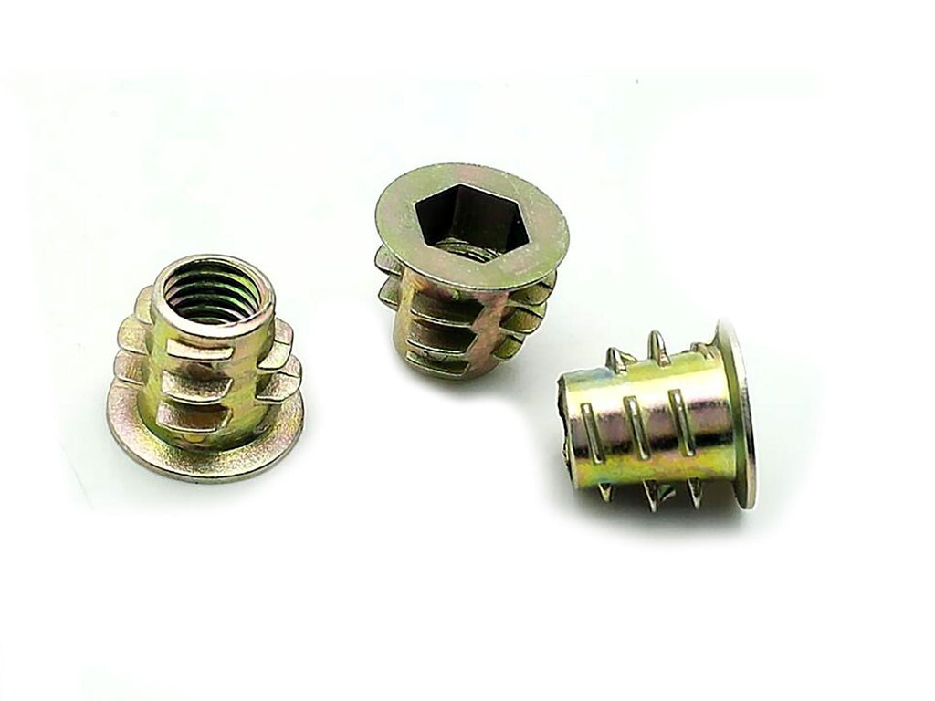 US Stock 20x M6 x 10mm Furniture Hex Drive Flat Head Nuts Screws For Wood Insert