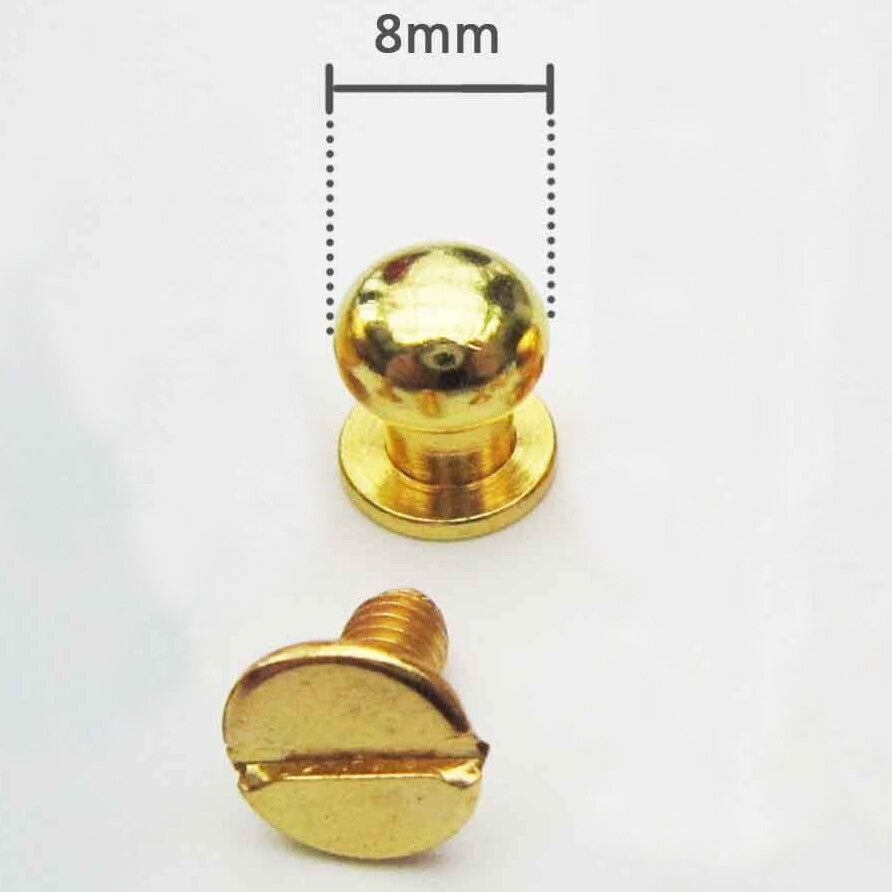 50pcs 8mm Solid Brass Round Head Stud Screwback Leather Bag Screw Nail Rivet