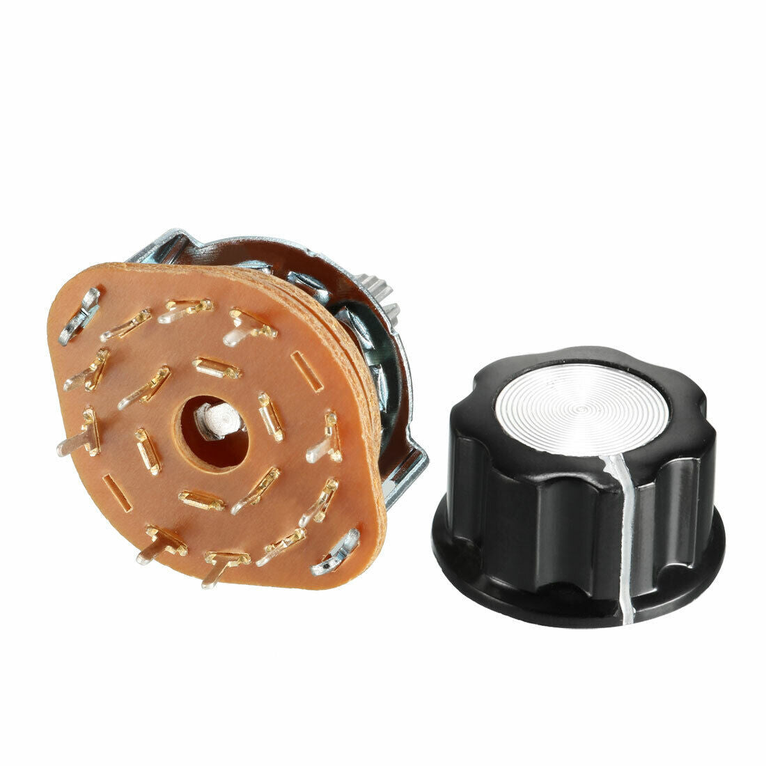 6mm 2P5T 2 Rod 5 Position Single Band Channel Rotary Switch Plastic Knob