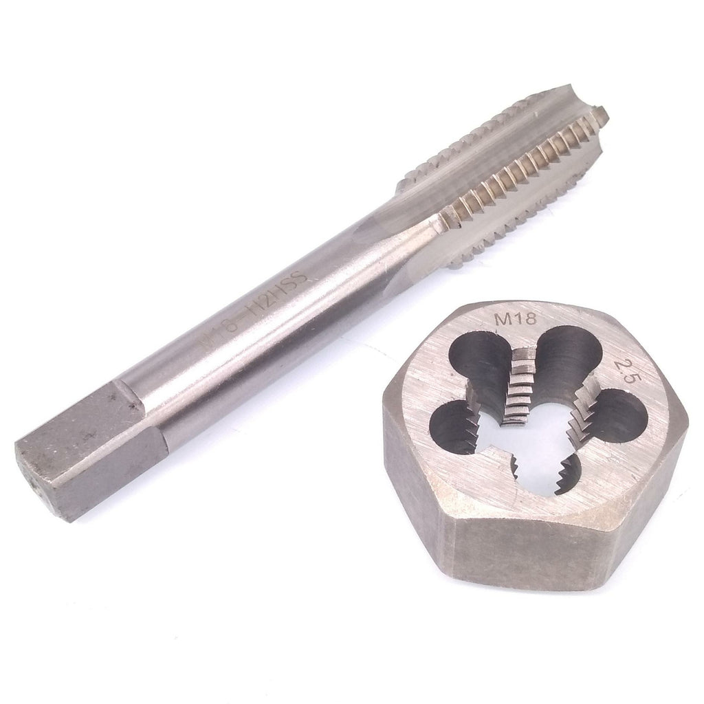 US Stock HSS M18 x 2.5mm Tap & 18x2.5mm Hexagon Die Metric Thread Right Hand Set