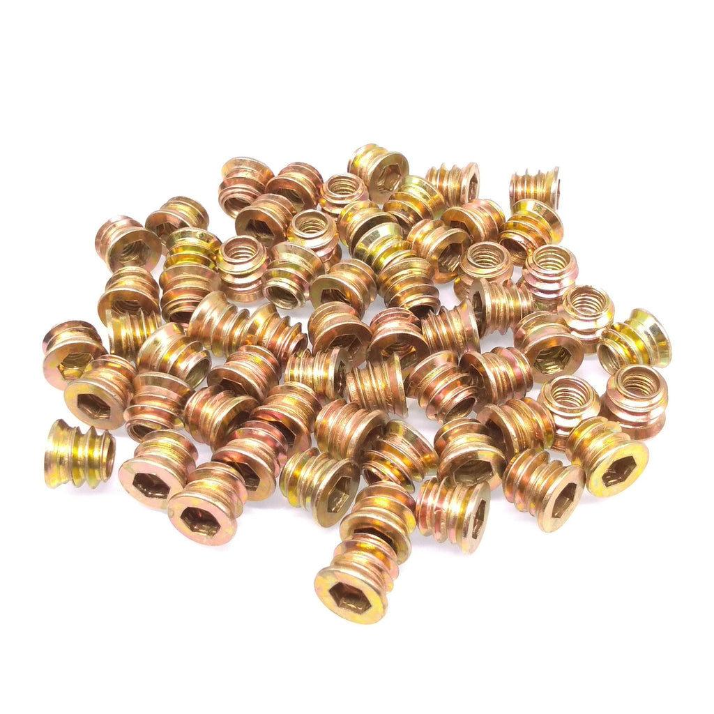 100pcs M6 x 10mm Furniture Screw-in Nut Bolt Fastener Hex Socket Insert Nuts