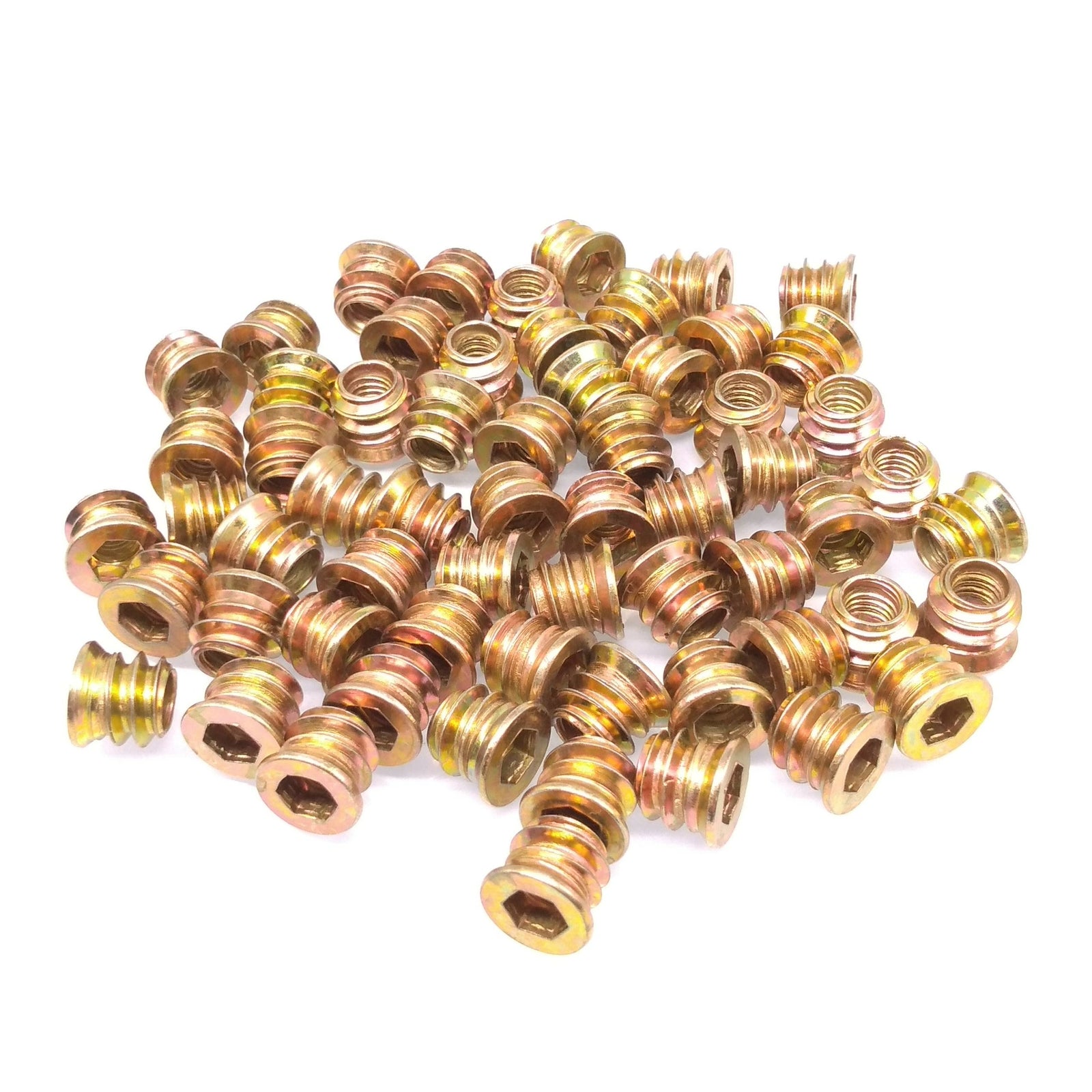 100pcs M6 x 10mm Furniture Screw-in Nut Bolt Fastener Hex Socket Insert Nuts