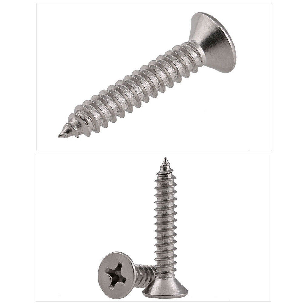 50pcs M5 x 16mm Phillips Countersunk Flat Head Screws Self Tapper A2 Stainless