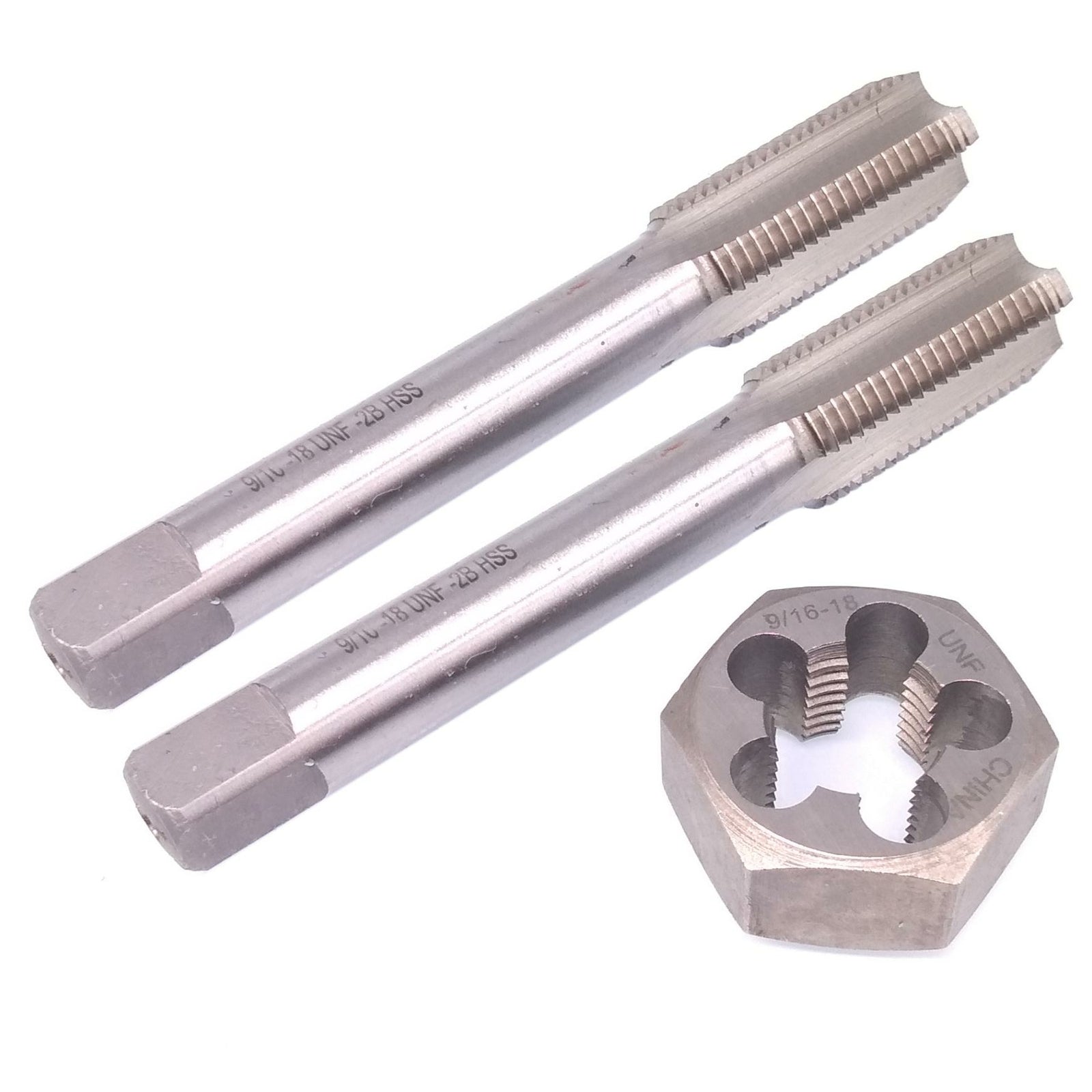 HSS 9/16-18 Taper & Plug Tap & 9/16-18 Hexagon Die Thread Right Hand Set