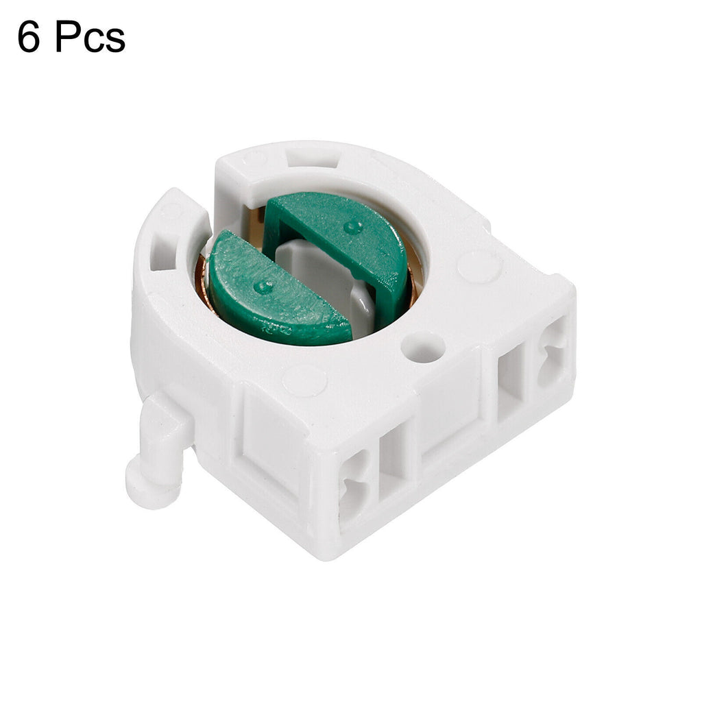 6pcs Non-Shunted T8 Lamp Holder Socket LED Fluorescent Light Socket White Green