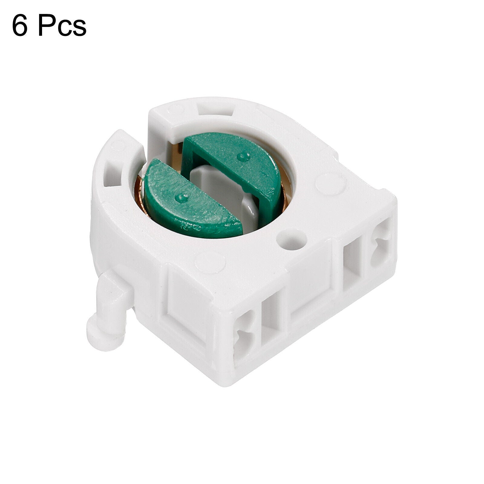 6pcs Non-Shunted T8 Lamp Holder Socket LED Fluorescent Light Socket White Green