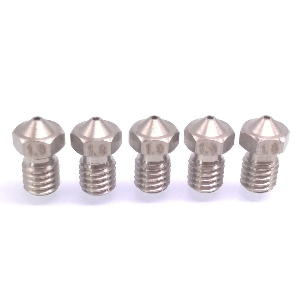 5pcs 3D Printer Extruder Stainless Steel Nozzle 1mm M6 Thread 1.75mm For E3D