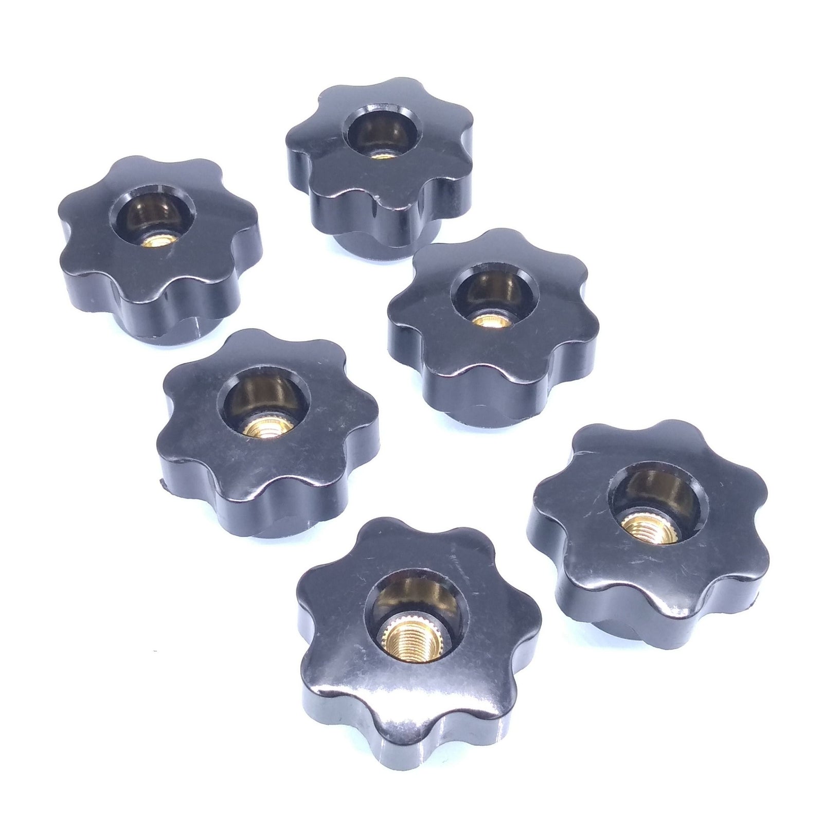 6x M6 x 32mm Plum Bakelite Hand Tighten Nuts Handle Star Thumb Nut Through Hole
