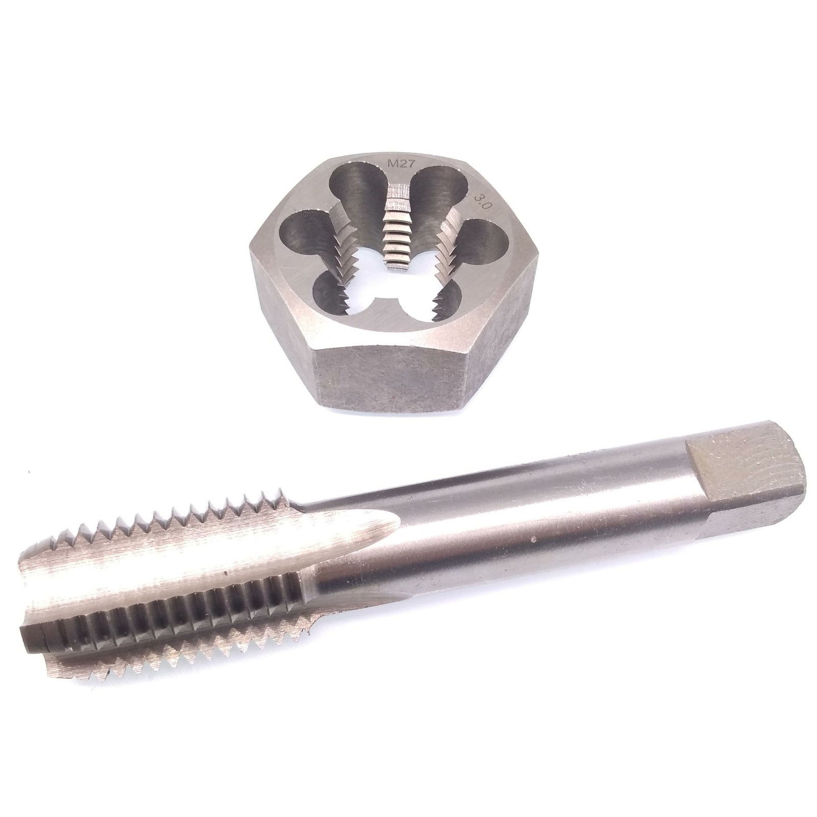 US Stock HSS M27 x 3mm Tap & 27 x 3mm Hexagon Die Metric Thread Right Hand Set