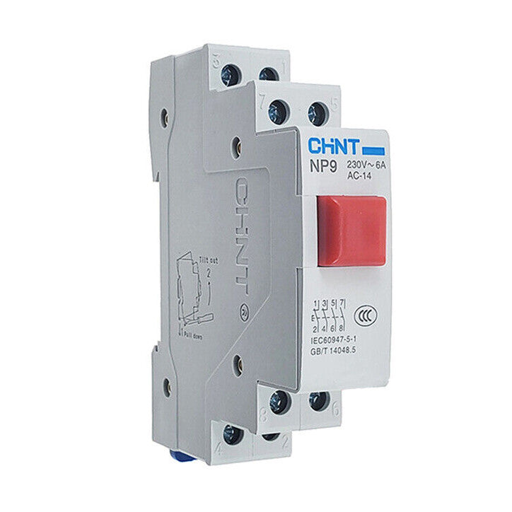AU Stock Din Rail Mounting Momentary Push Button Switch 2NO 2NC NP9