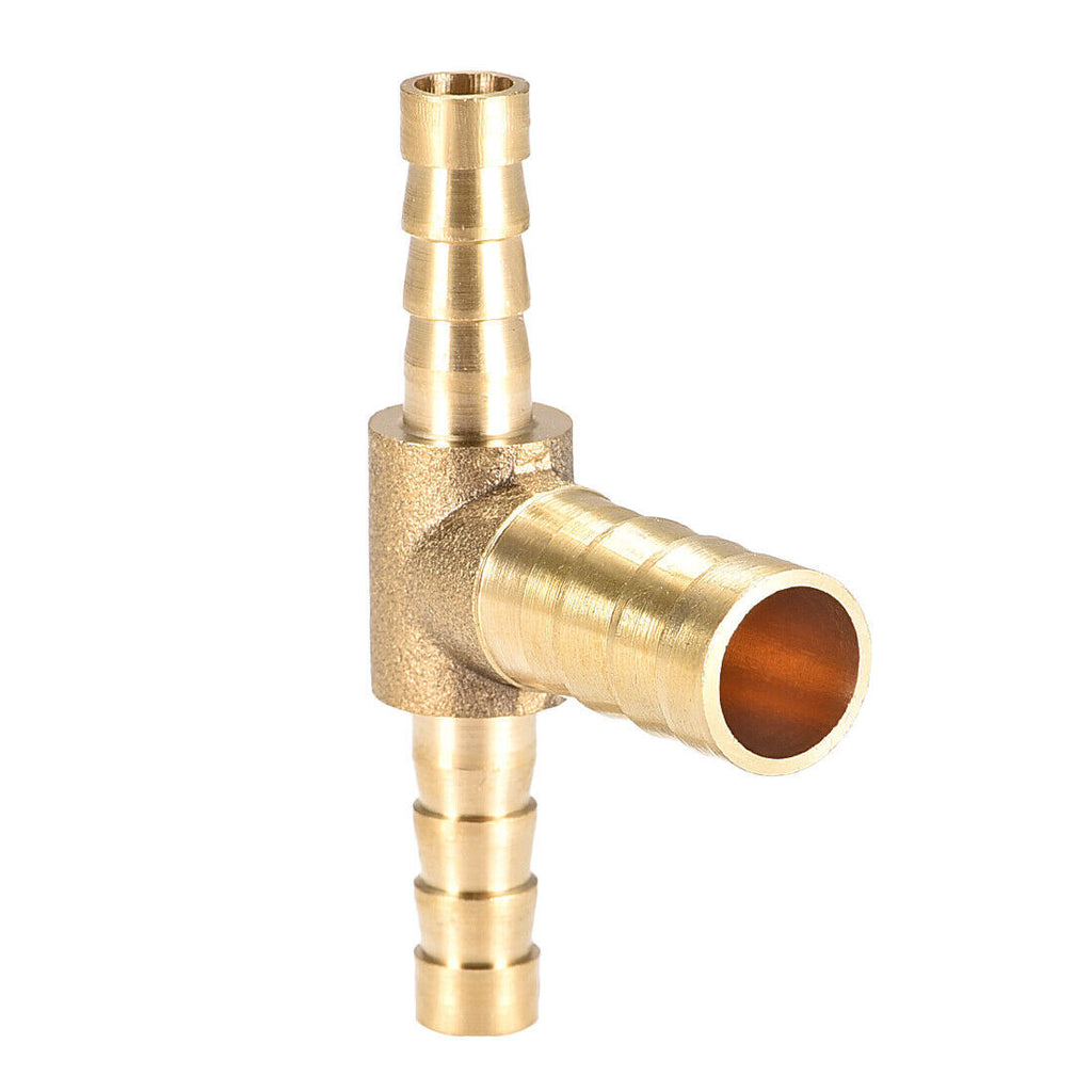 6mm x 10mm x 6mm Brass Hose Reducer Barb Fitting Tee T-Shaped 3 Way Barbed