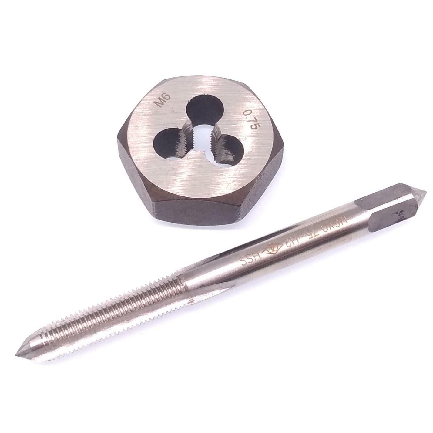 US Stock HSS M6 x 0.75mm Tap & 6x0.75mm Hexagon Die Metric Thread Right Hand Set