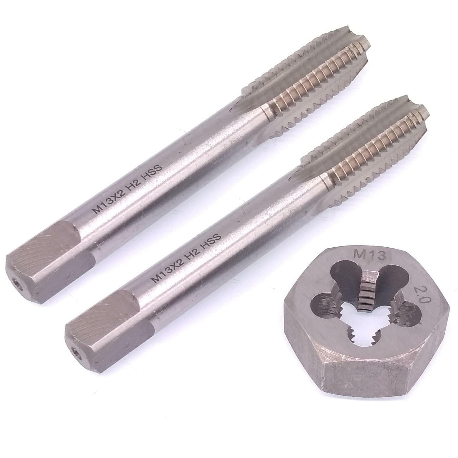 HSS M13x2mm Taper & Plug Tap & M13x2mm Hexagon Die Metric Thread Right Hand Set