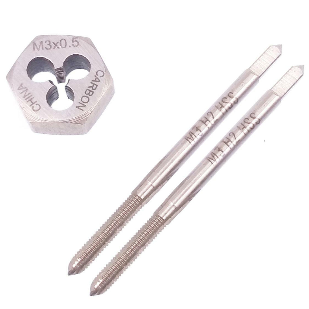 HSS M3 x 0.5mm Taper & Plug Tap & 3 x 0.5mm Hexagon Die Metric Thread Right Hand