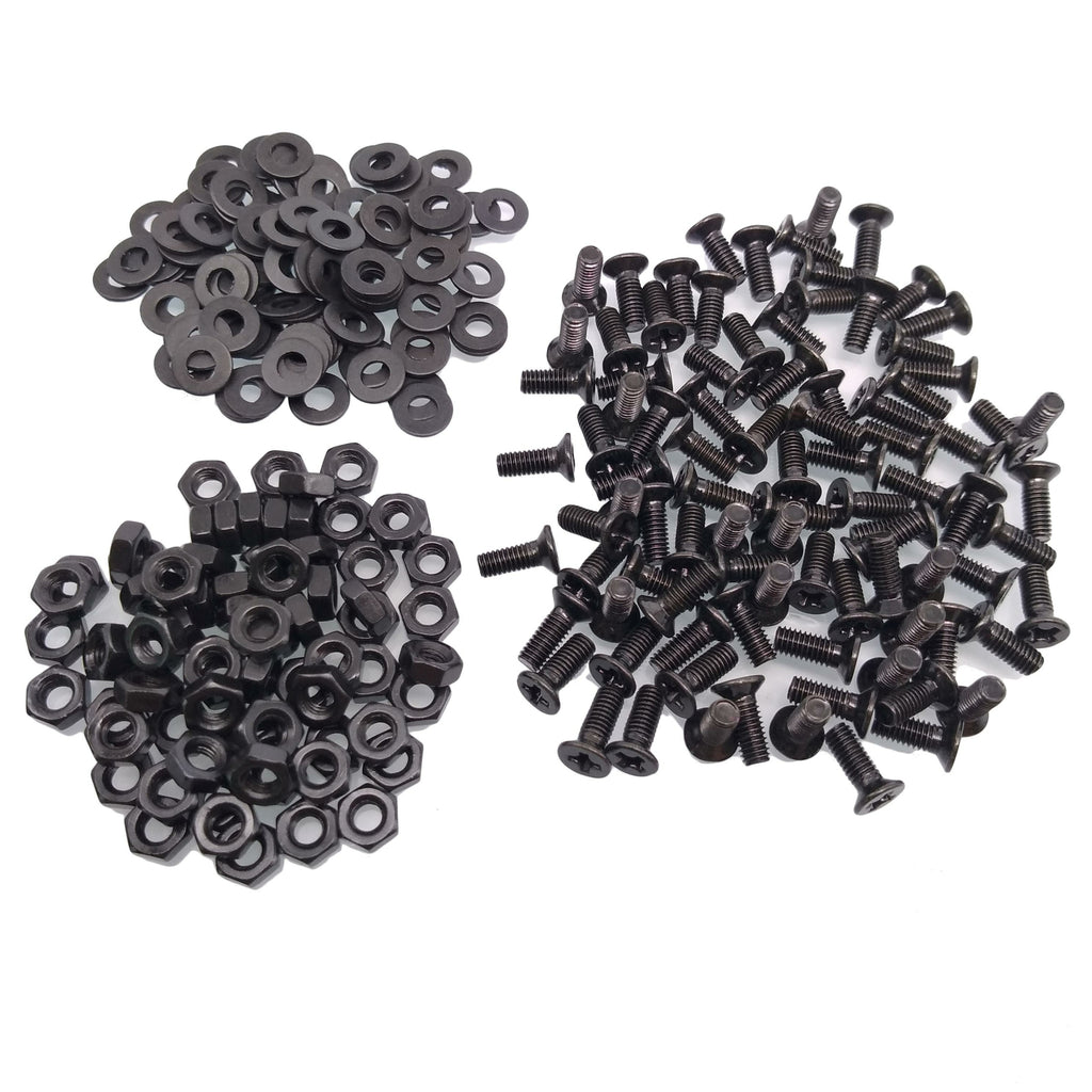 500pcs M3 x 10mm Flat Head Black Screws with Nuts Washers