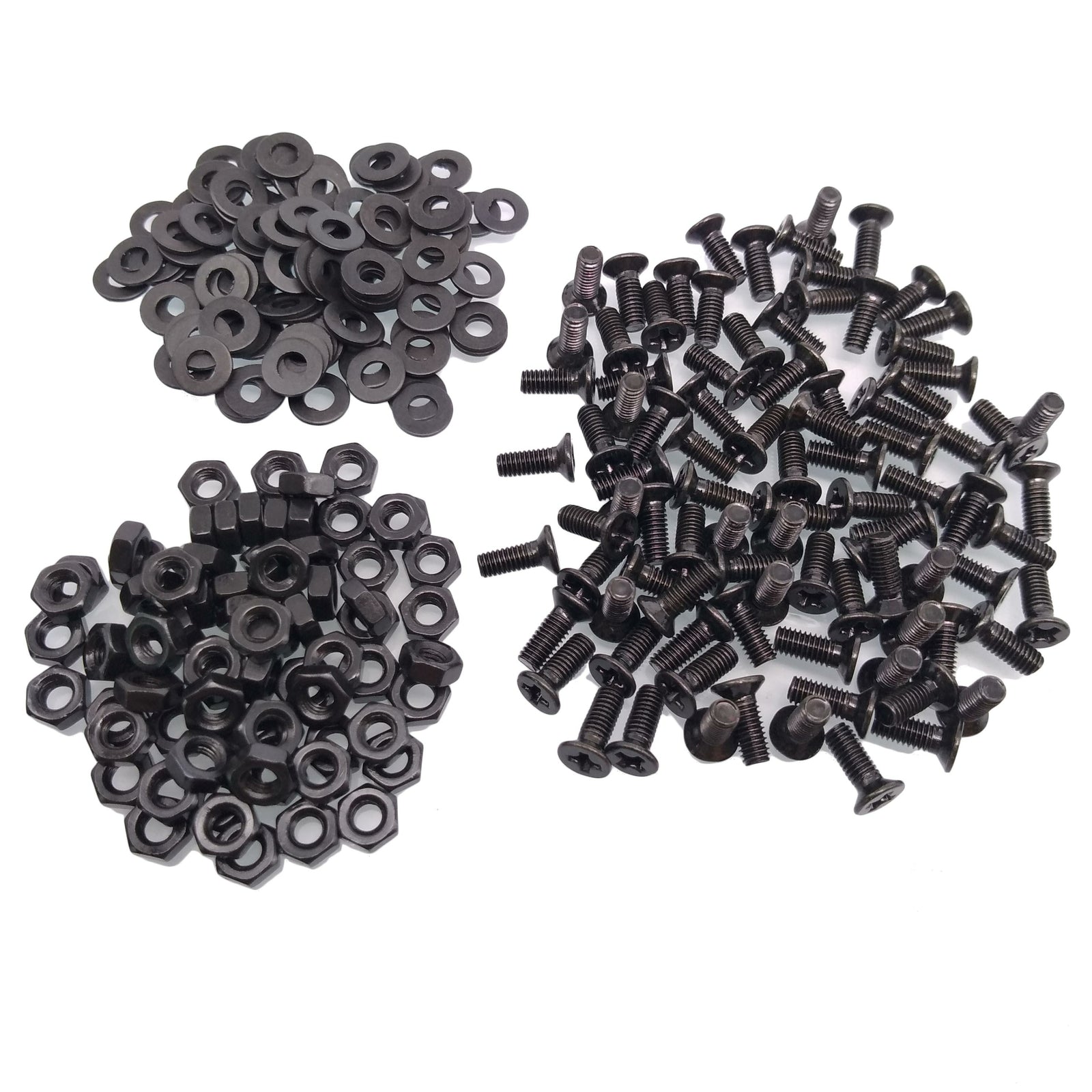 500pcs M3 x 10mm Flat Head Black Screws with Nuts Washers