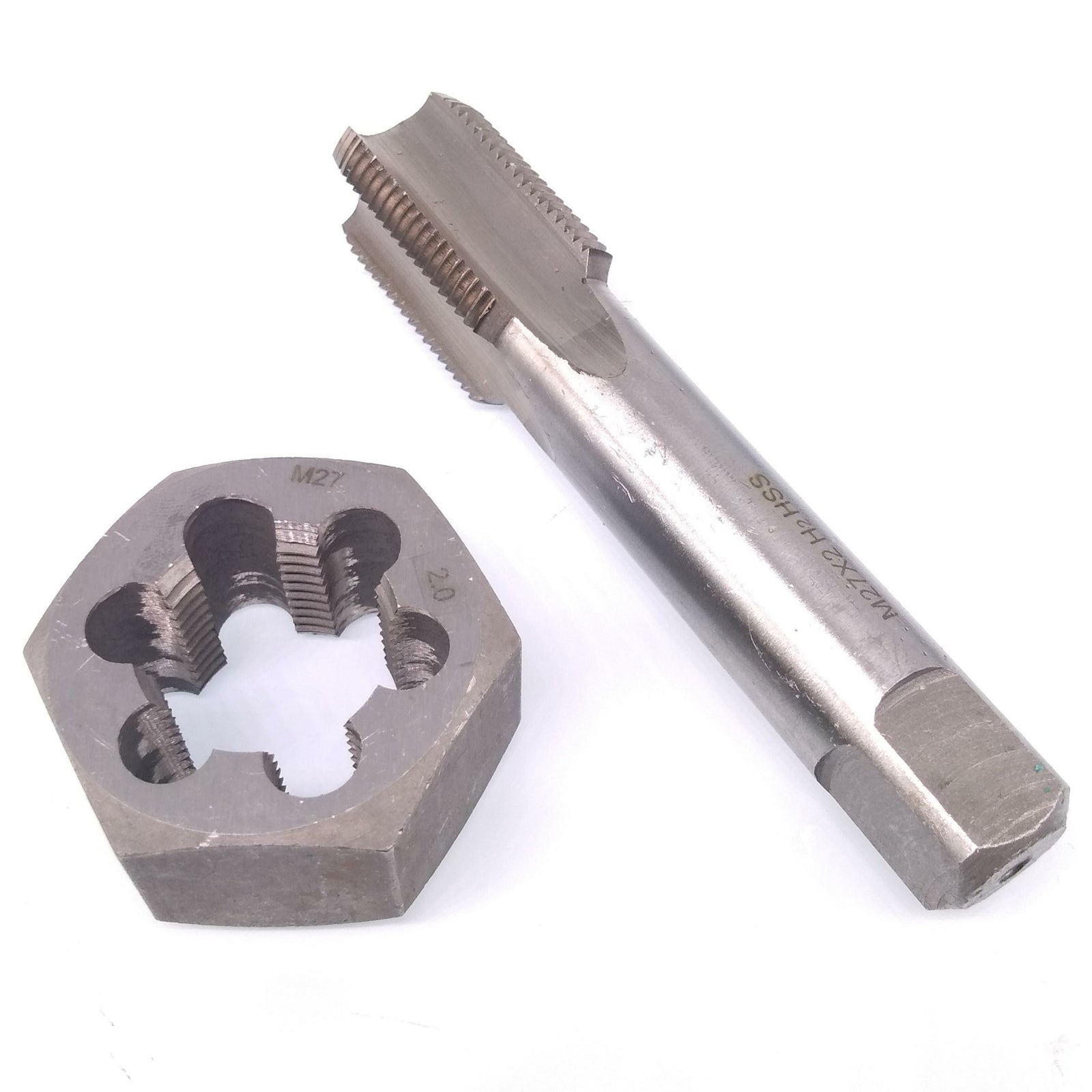 US Stock HSS M27 x 2mm Tap & 27 x 2mm Hexagon Die Metric Thread Right Hand Set