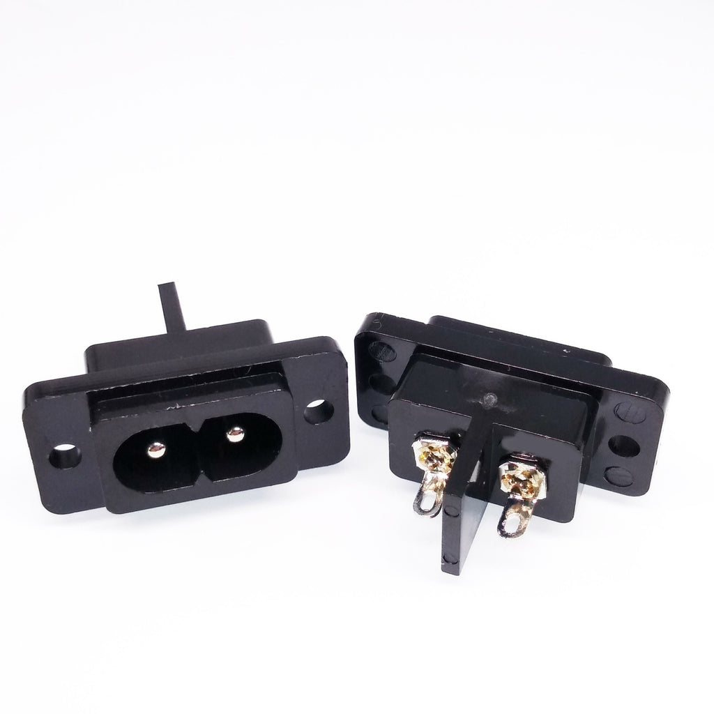 10pcs AC Power Socket Connector AC 250V 2.5A IEC320 C8 2 Pins Screw Mount Inlet