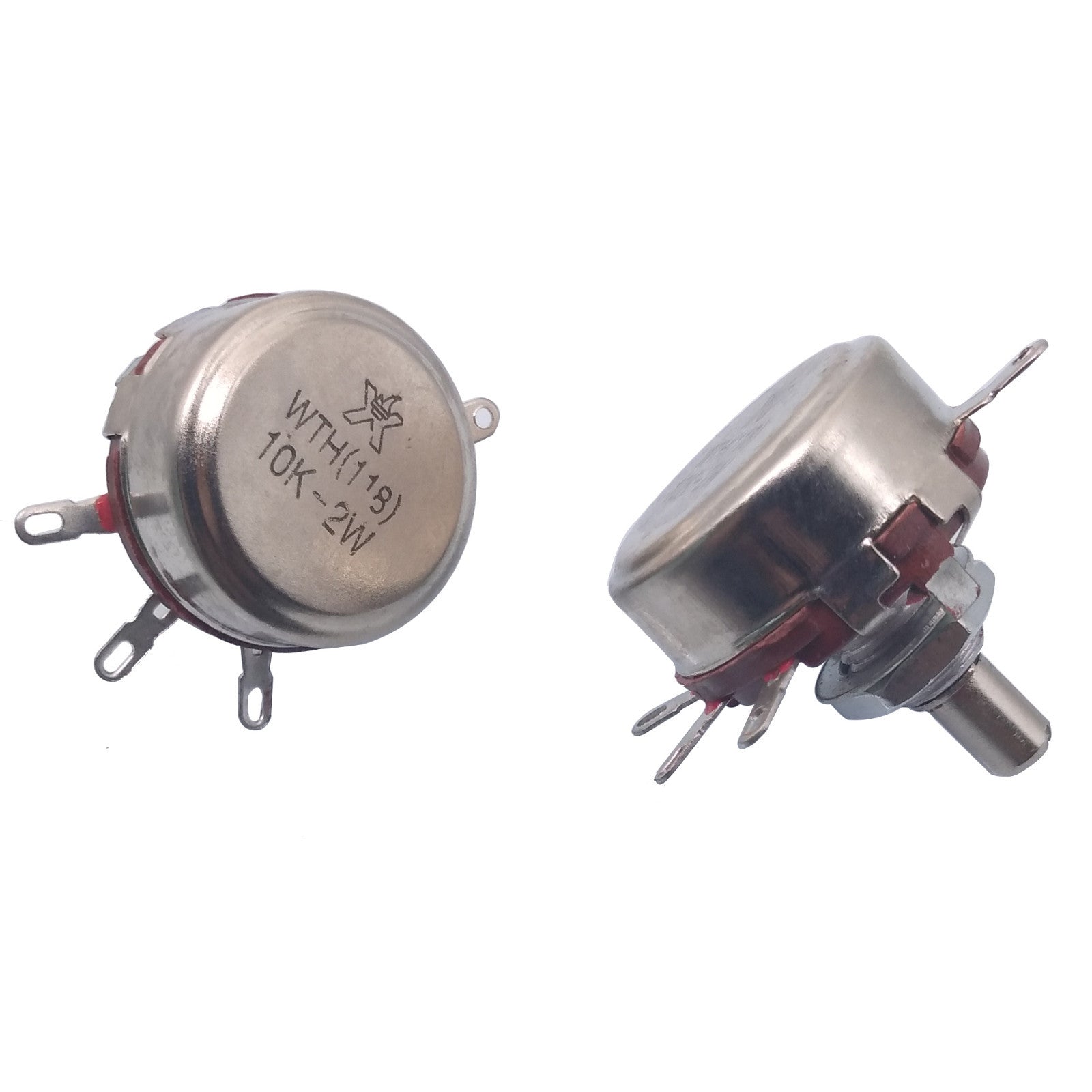 US Stock 2x 10K ohm 2W 6mm Round Shaft Rotary Taper Carbon Potentiometer WTH118
