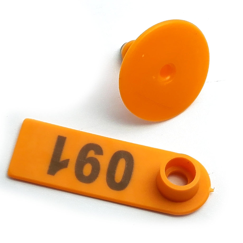 US Stock 100x Orange 001-100 Number Plastic Livestock Ear Tag For Goat Sheep