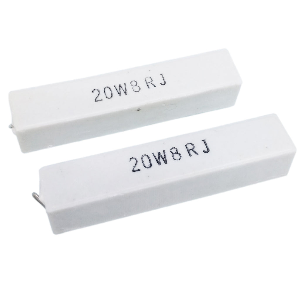 2pcs 8 ohm 8RΩJ 20 watt Axial Ceramic Cement Power Resistor 20W