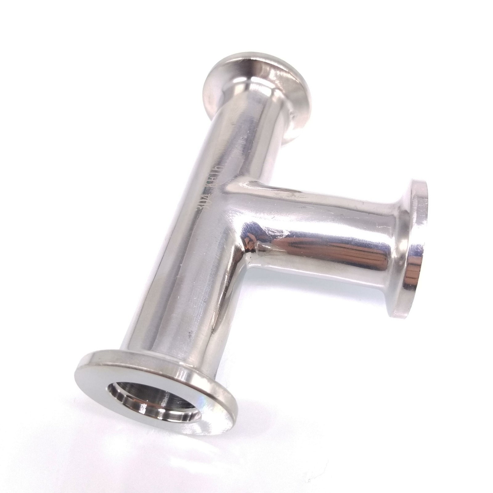 Stainless Steel KF-16 Straight Tee, 3-way All Ends KF-16 Flange Vaccum Fitting