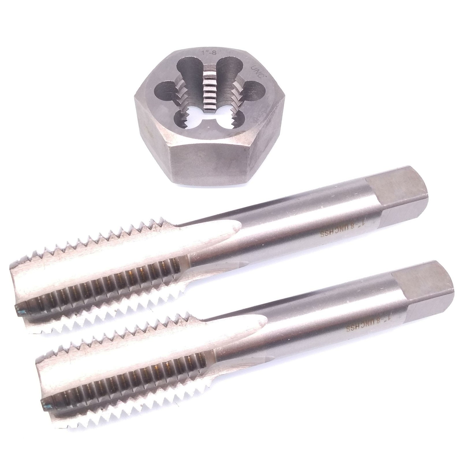 HSS 1"-8 Taper & Plug Tap & 1"-8 Hexagon Die Thread Right Hand Set