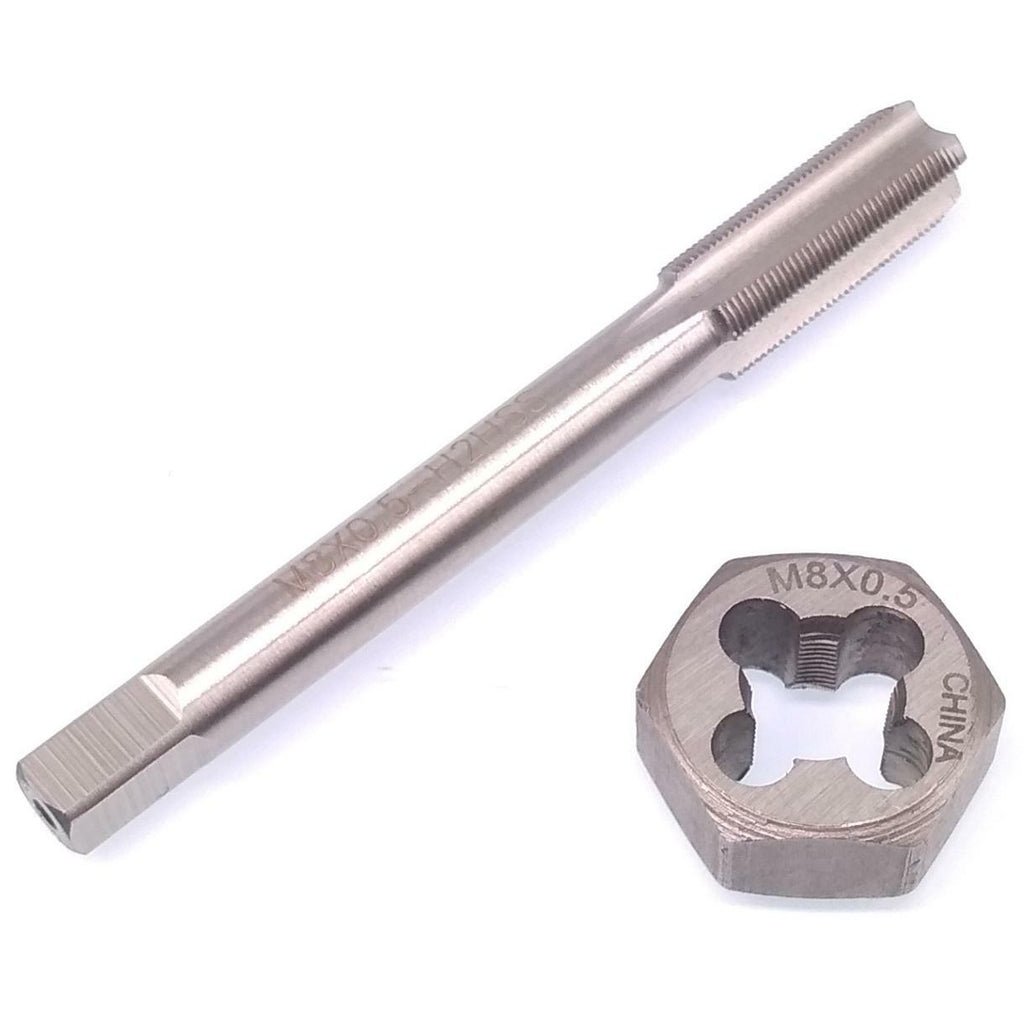 US Stock HSS M8 x 0.5mm Tap & 8 x 0.5mm Hexagon Die Metric Thread Right Hand Set