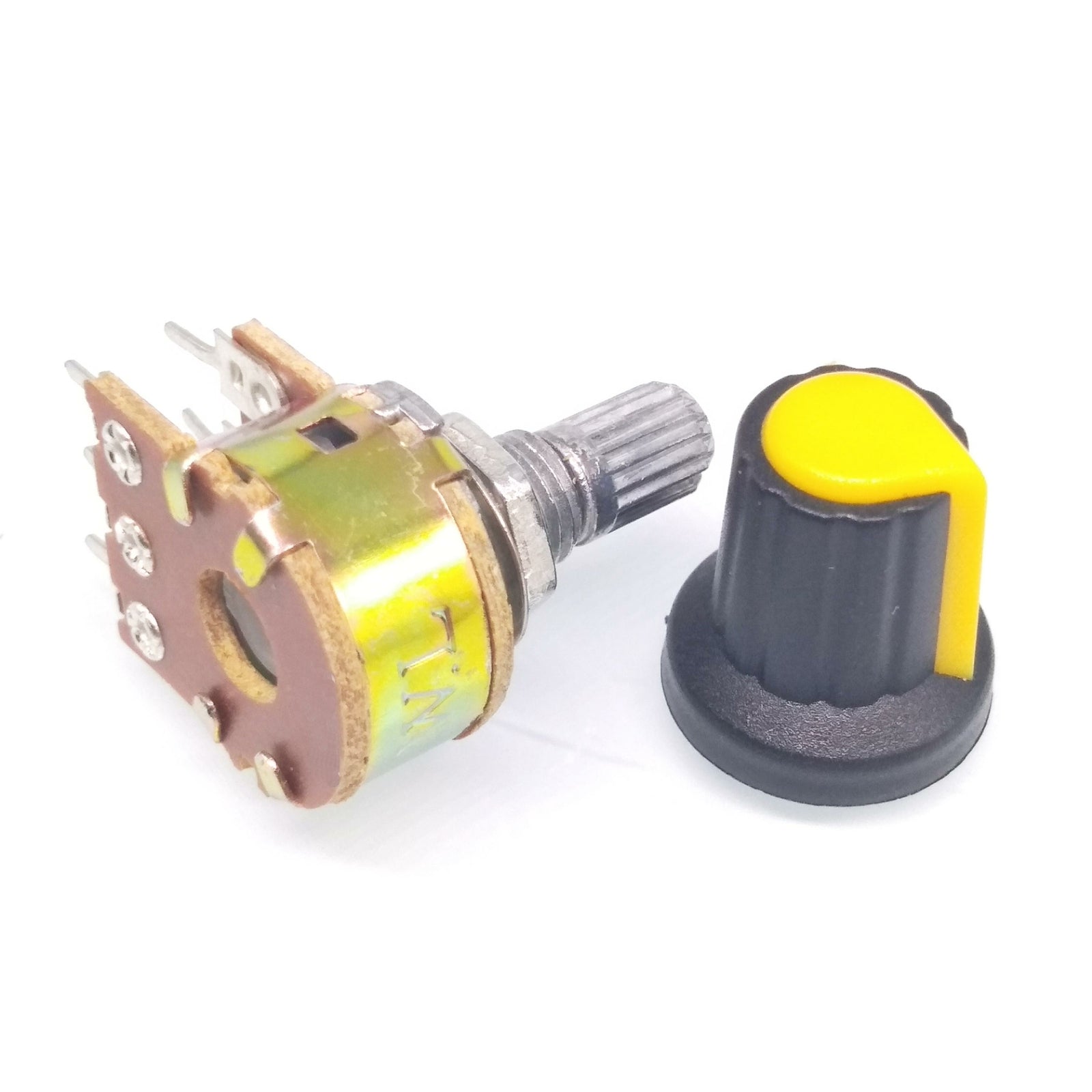 10 Units 10K B10K OHM Linear Taper Rotary Dual Potentiometer POT Yellow Knob