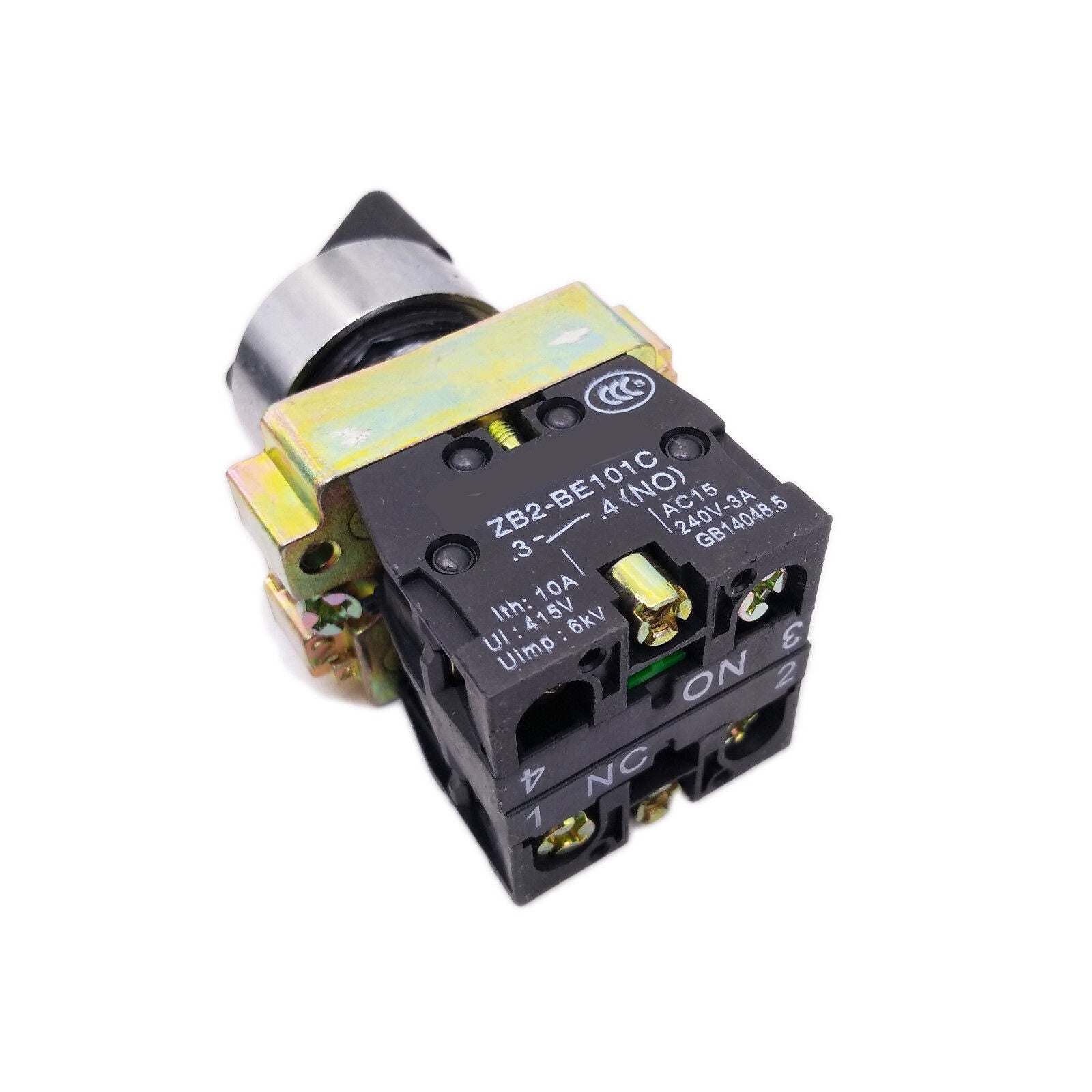 US Stock 2x XB2-BD25C ON-OFF 2-Position 1NO+1NC Latching Rotary Selector Switch