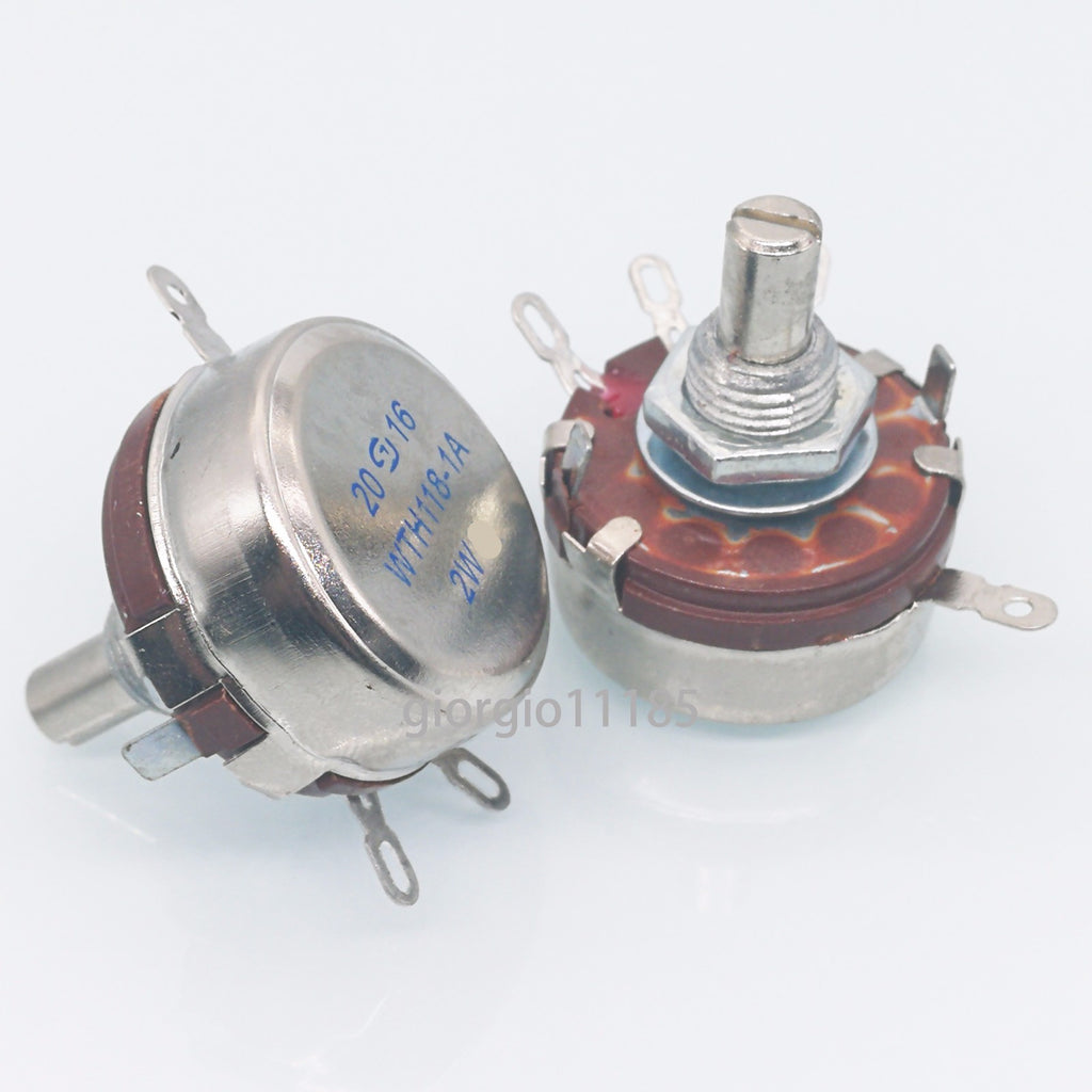 US Stock 2pcs 1K ohm 2W 6mm Round Shaft Rotary Taper Carbon Potentiometer WTH118