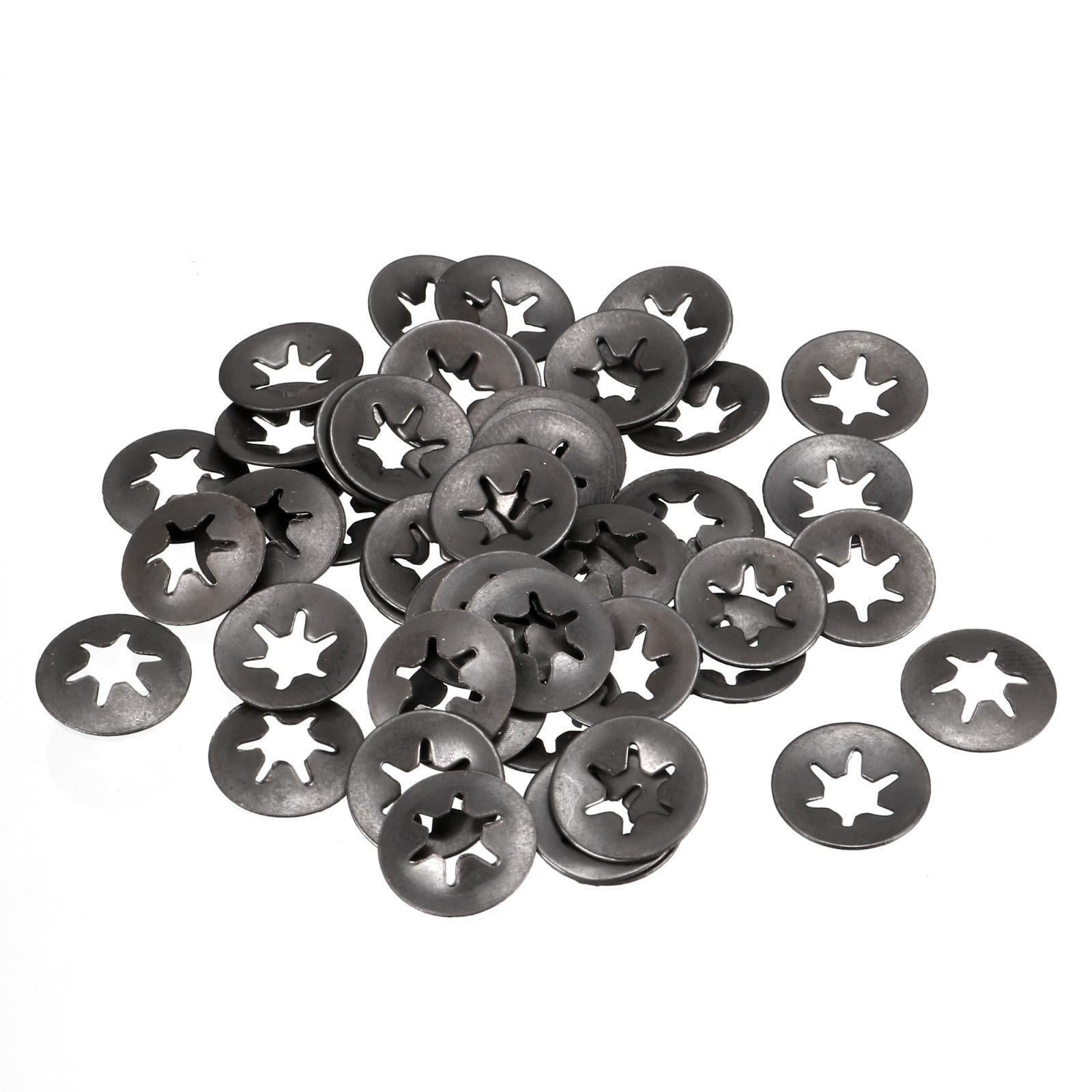 100pcs Starlock Push On Fasteners Locking Washers Speed Locking Round Clips 8mm