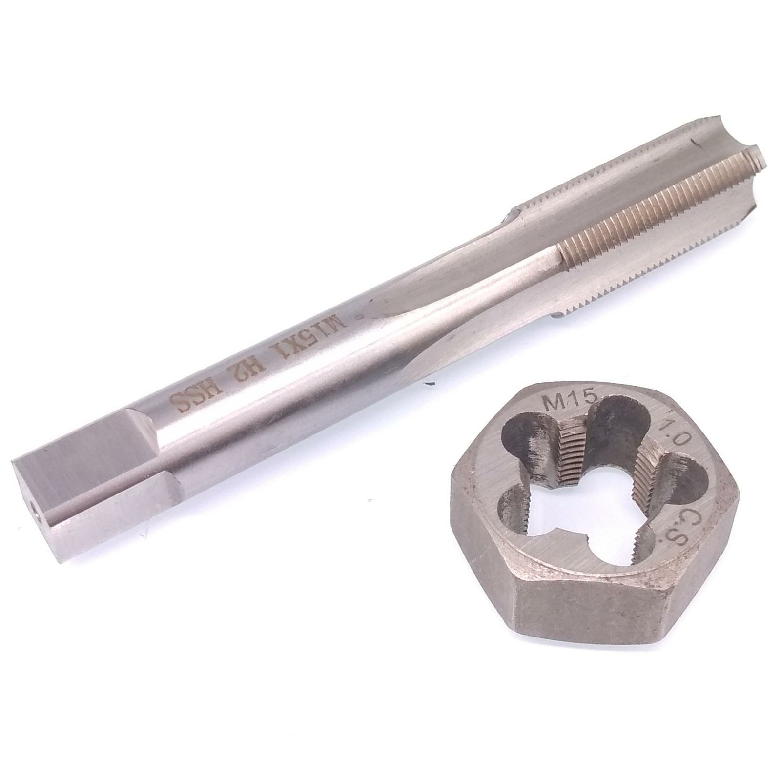 US Stock HSS M15 x 1mm Tap & M15 x 1mm Hexagon Die Metric Thread Right Hand Set