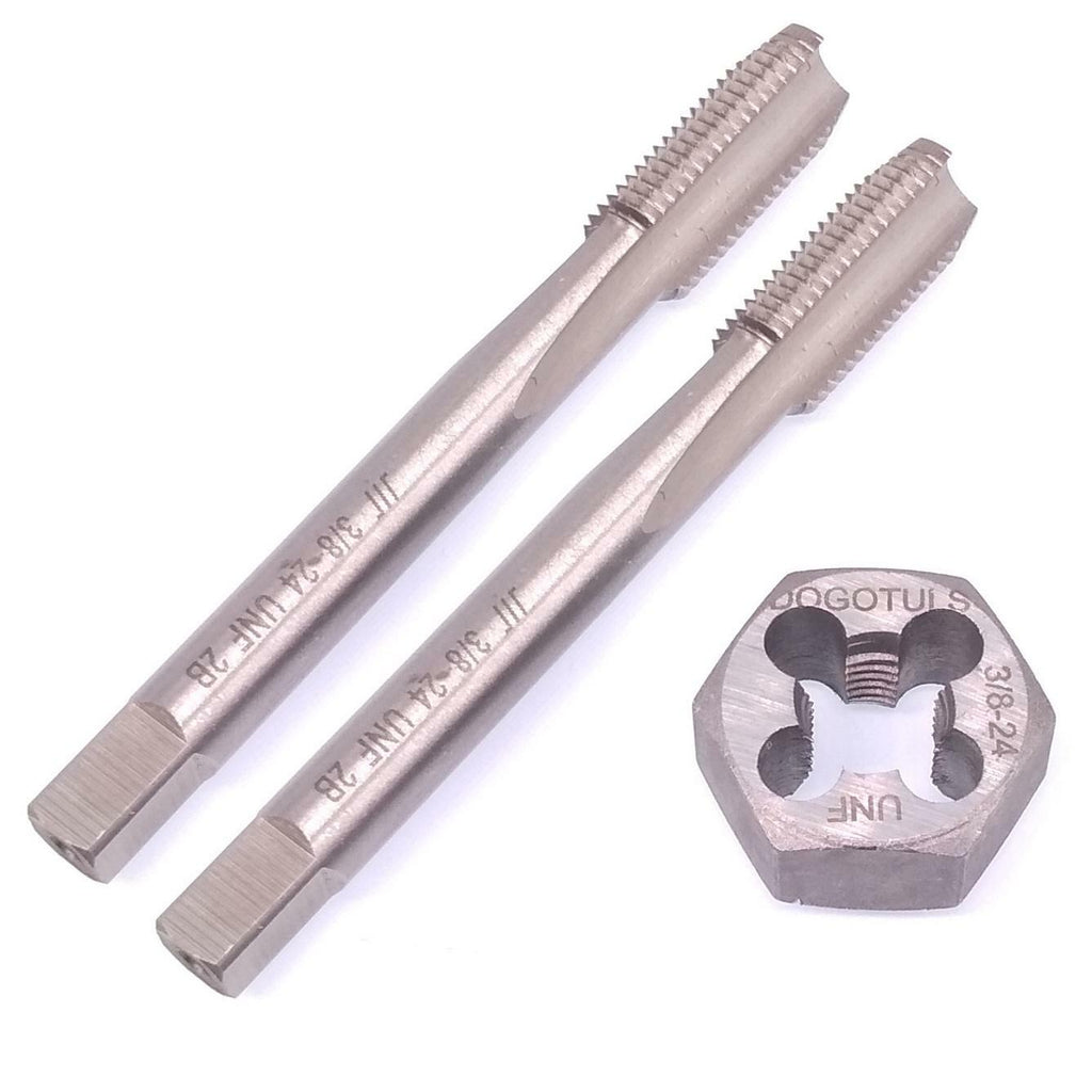 HSS 3/8-24 Taper & Plug Tap & 3/8-24 Hexagon Die Thread Right Hand Set