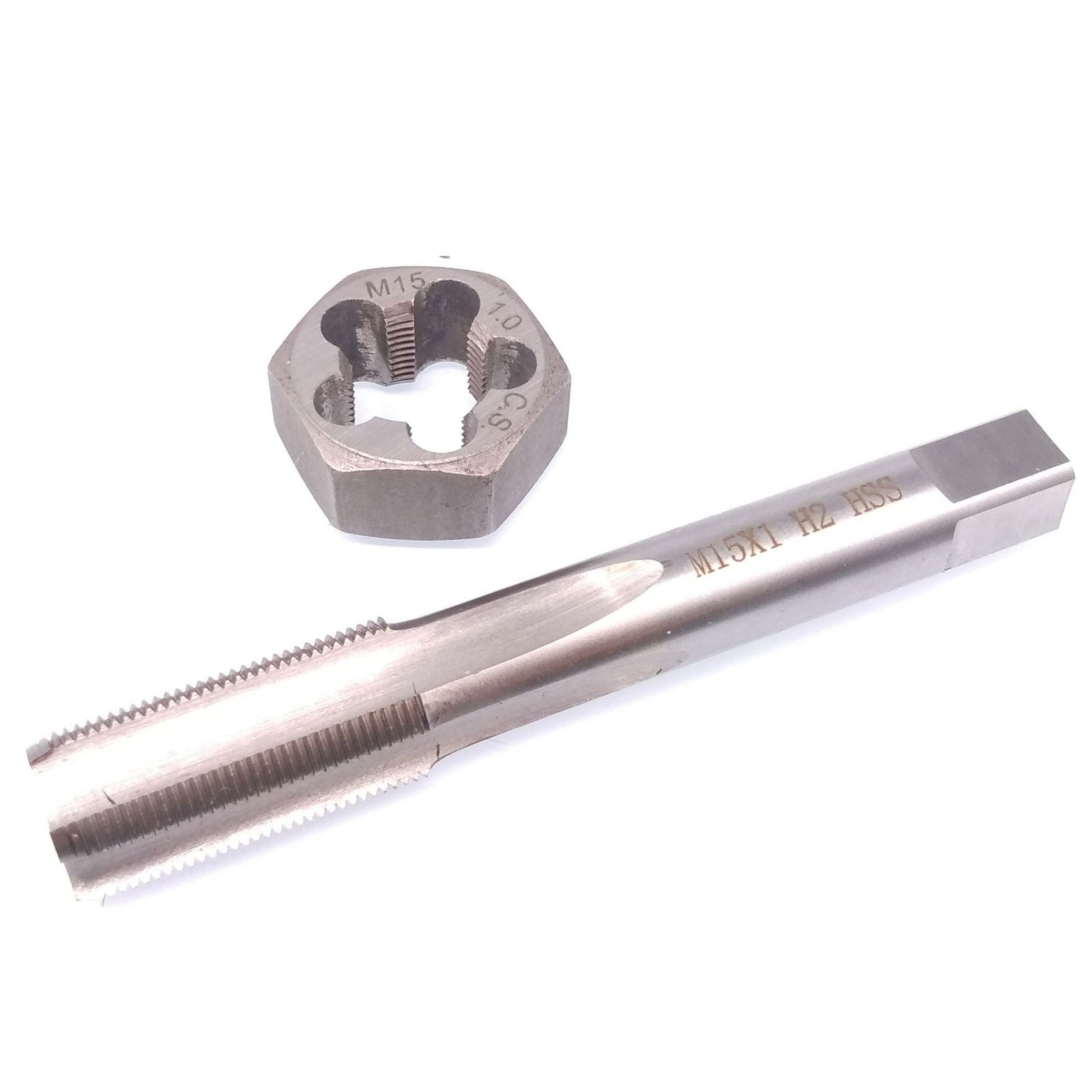 US Stock HSS M15 x 1mm Tap & M15 x 1mm Hexagon Die Metric Thread Right Hand Set