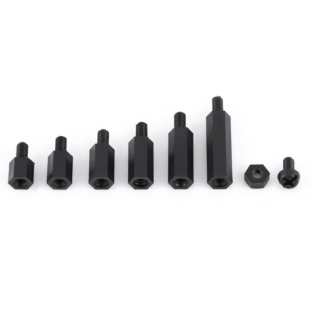 250Pcs Plastic Nylon M2 Hex Column Standoff Spacer Screw Nut male-female set