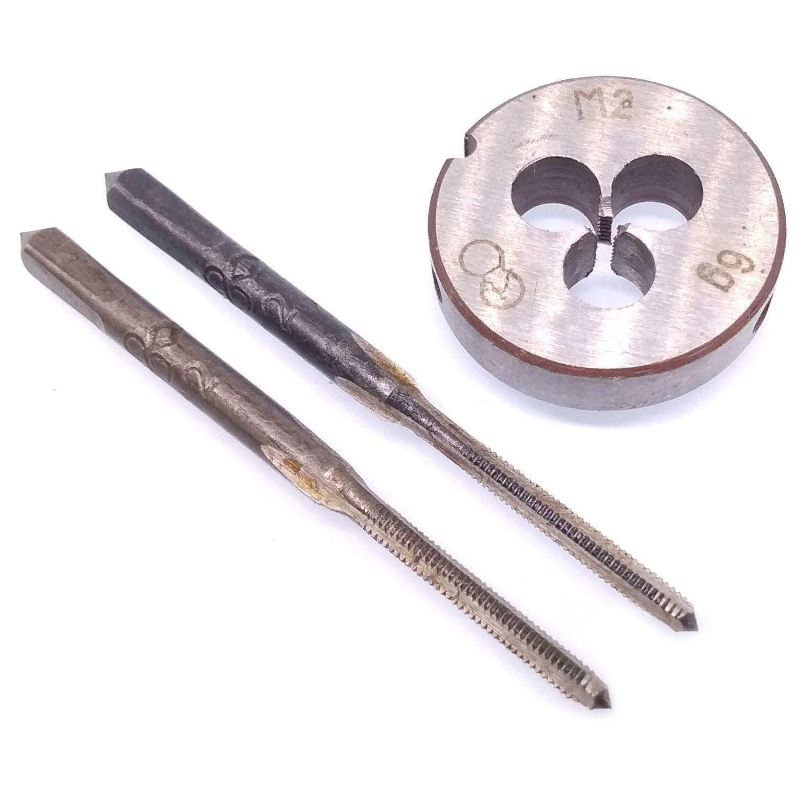 AU Stock HSS M2x0.4mm Taper & Plug Tap & M2 x 0.4mm Die Metric Thread Right Hand