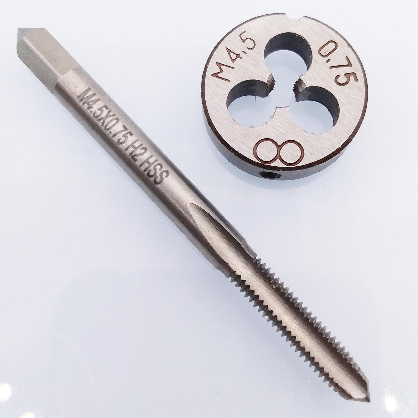 US Stock HSS M4.5 x 0.75mm Tap & M4.5 x 0.75mm Die Metric Thread Right Hand