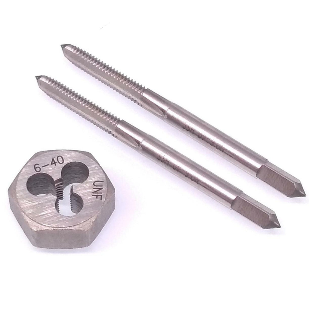 HSS 6-40 Taper & Plug Tap & 6-40 Hexagon Die Thread Right Hand Set