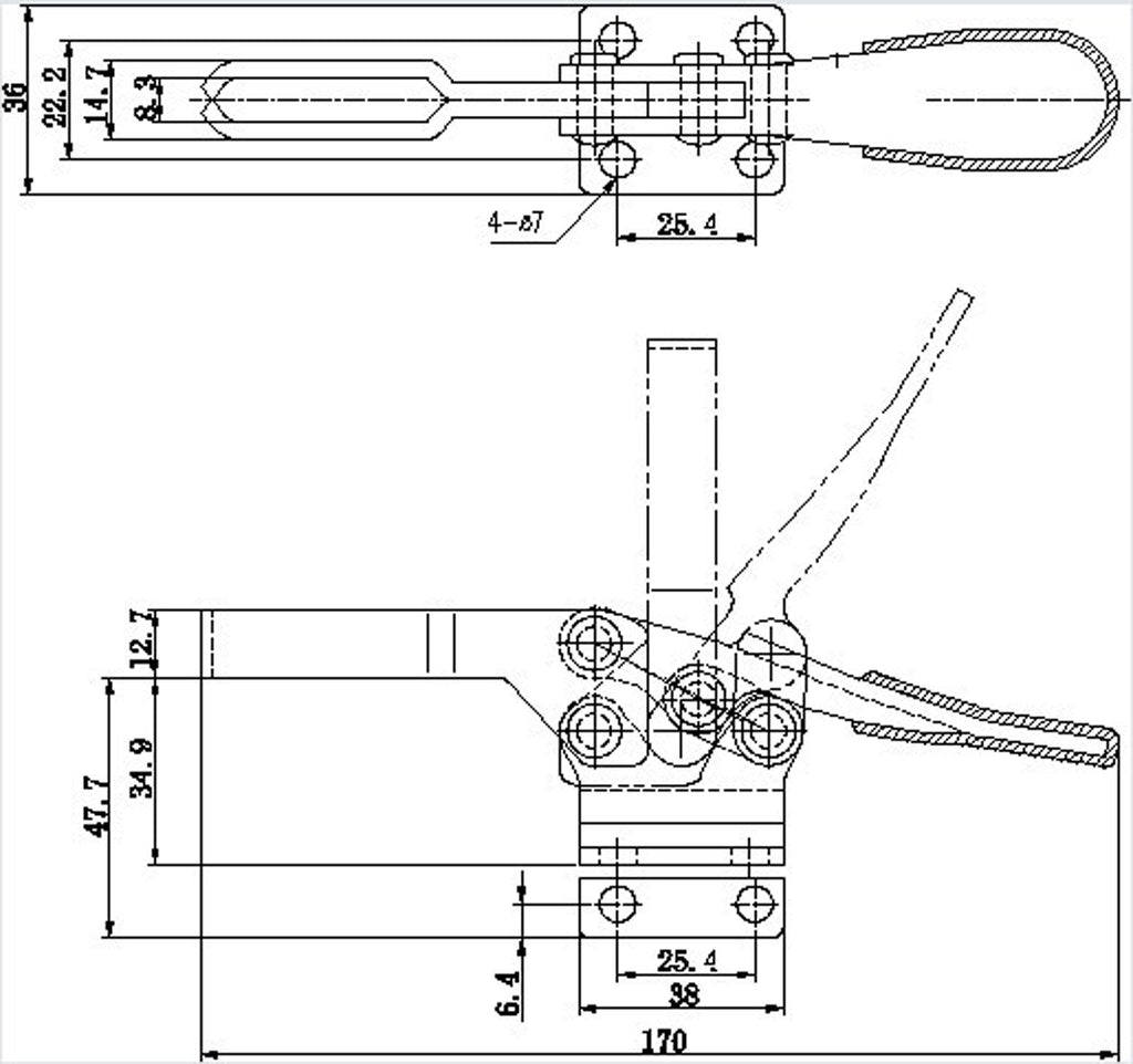 US Stock 225D Horizontal Quick-Release Toggle Clamps 500Lbs Holding Capacity