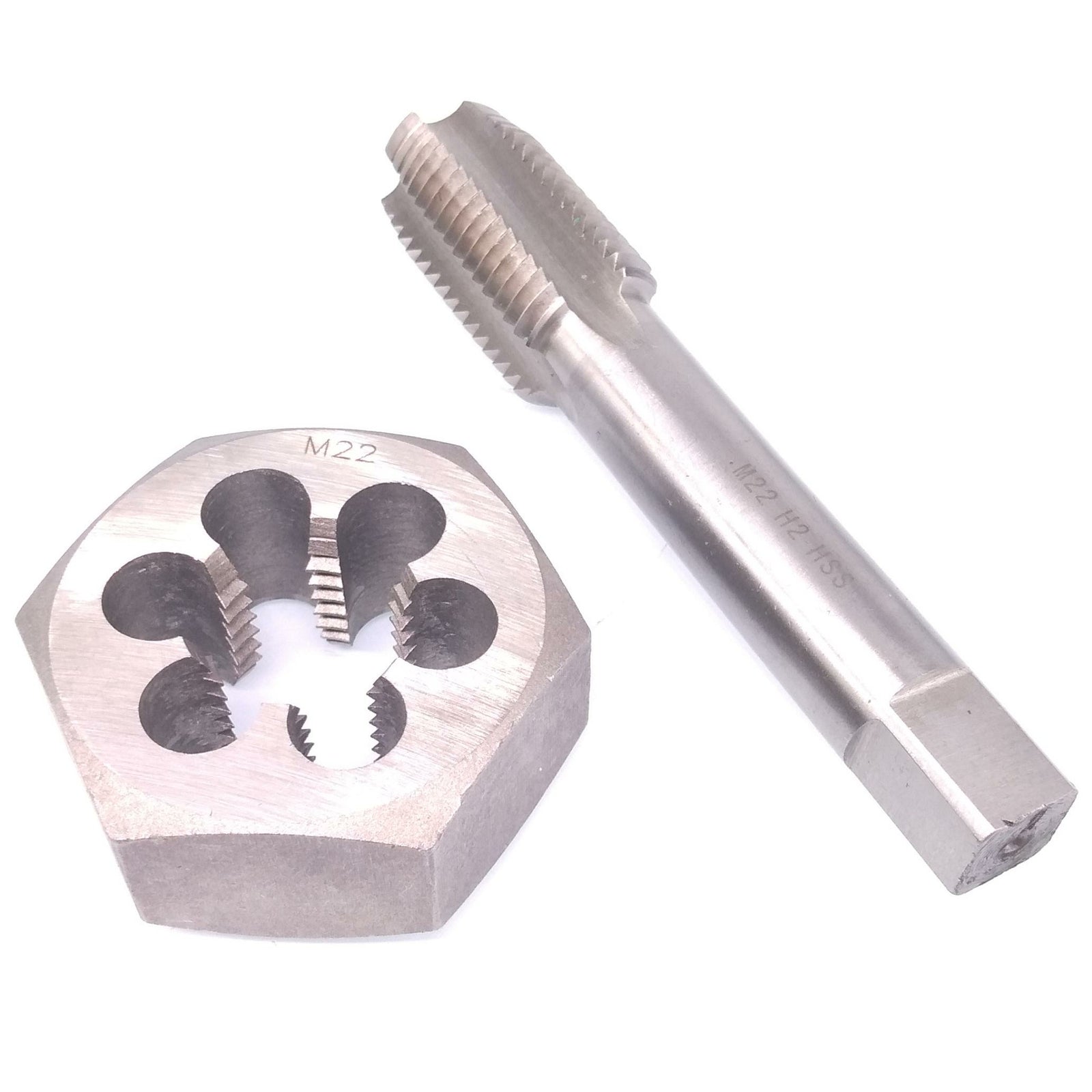 US Stock HSS M22 x 2.5mm Tap & 22x2.5mm Hexagon Die Metric Thread Right Hand Set