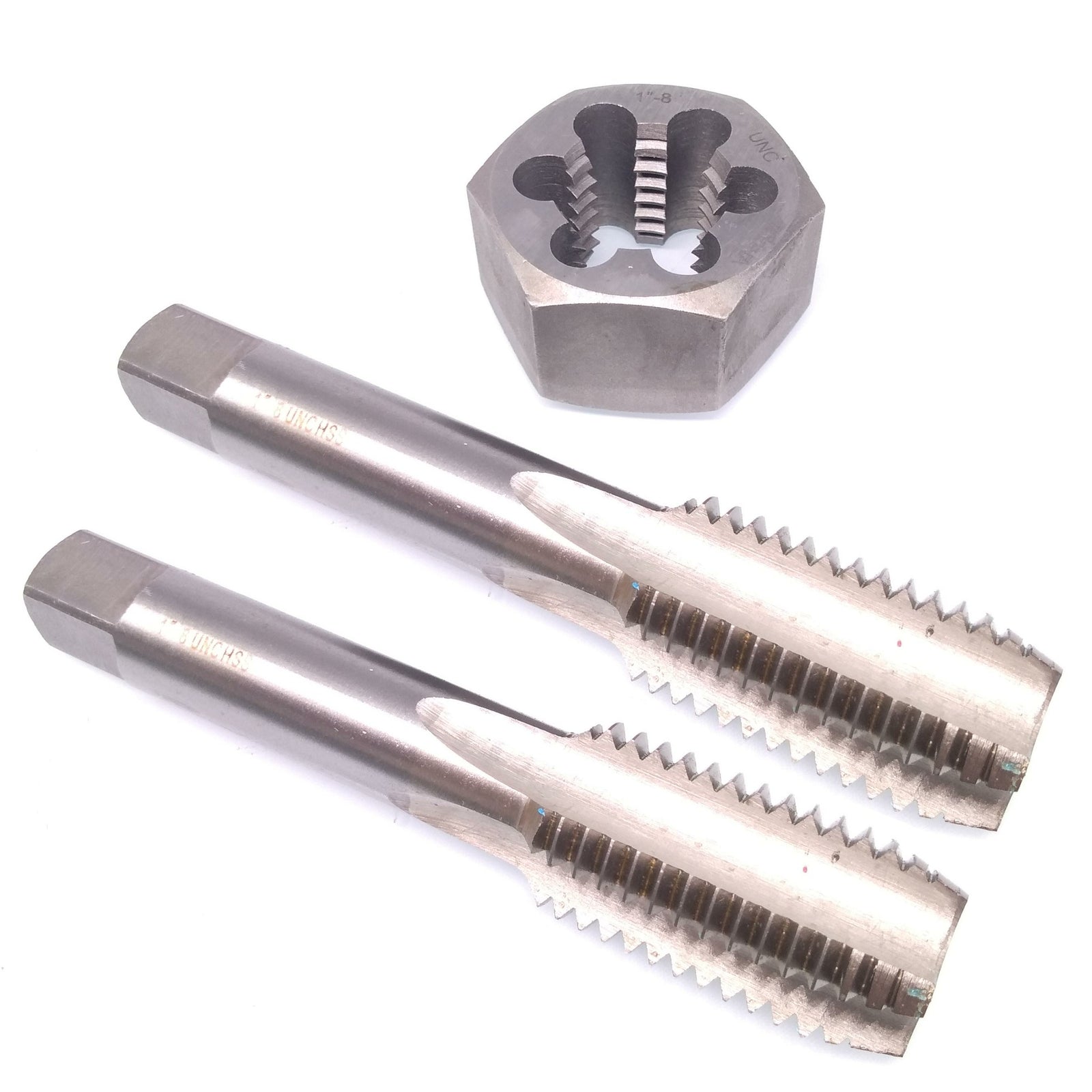 HSS 1"-8 Taper & Plug Tap & 1"-8 Hexagon Die Thread Right Hand Set