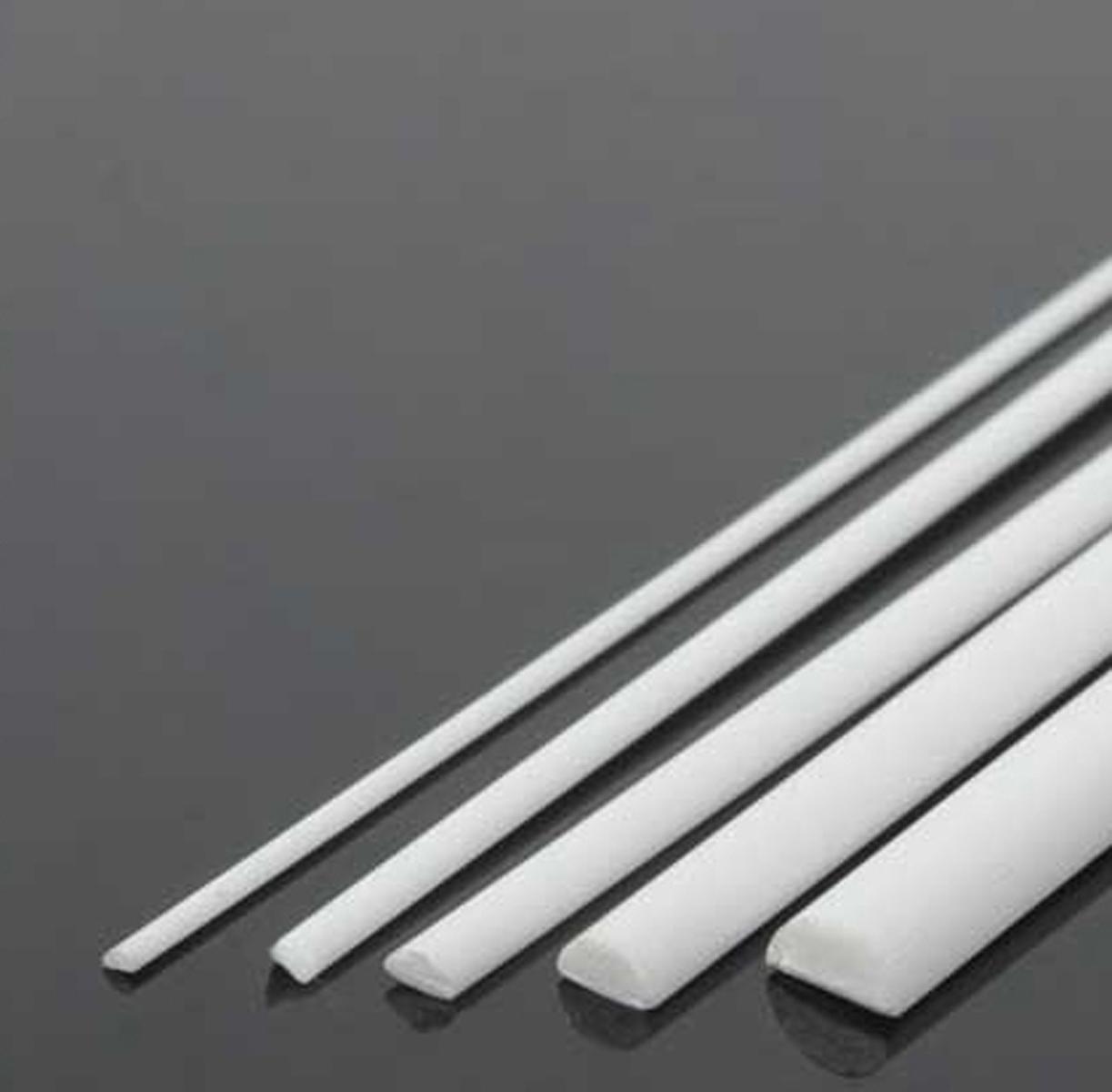 US Stock 20pcs ABS Styrene Plastic Half Round Bar Rod 1mm ±10% Dia. 9.85" White