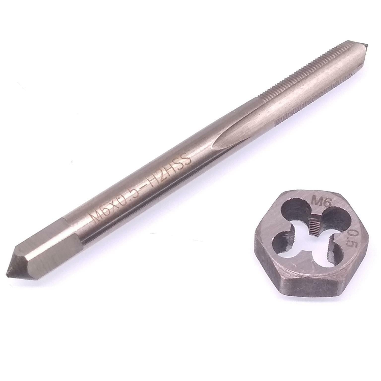 US Stock HSS M6 x 0.5mm Tap & 6 x 0.5mm Hexagon Die Metric Thread Right Hand Set