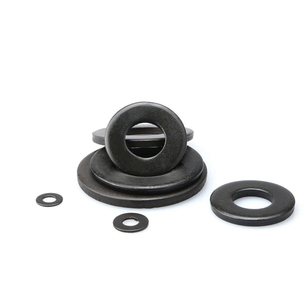 500pcs M2.5 x 5mm x 0.5mm Black Carbon Steel Metric Flat Washers Plain Gasket